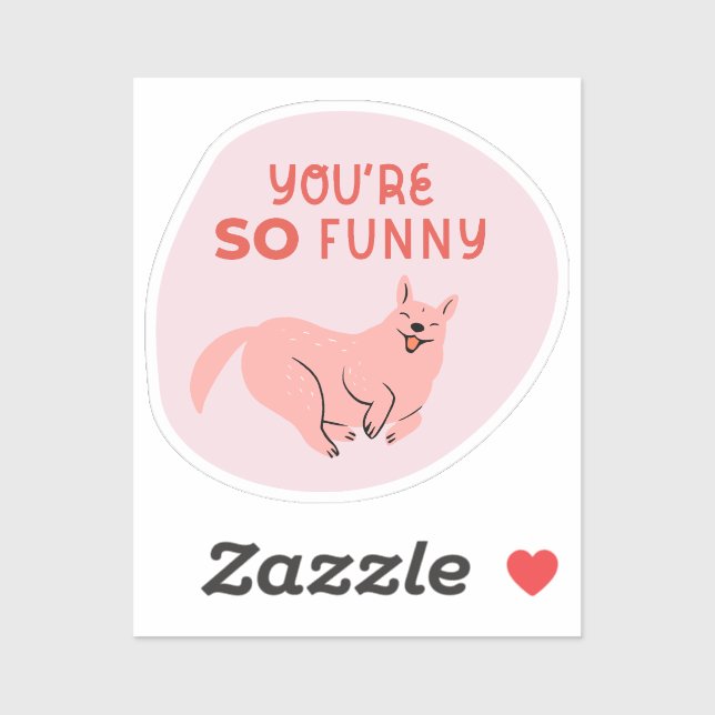 Pegatina eres tan gracioso lindo perro ilustrado retro rosa (Hoja)