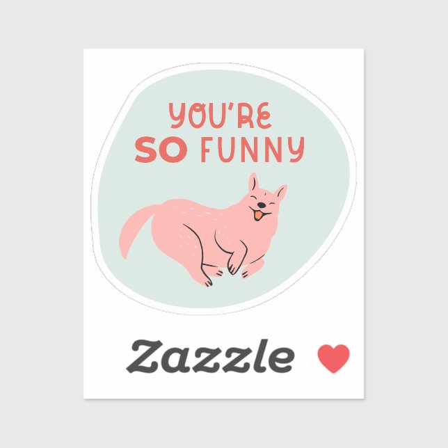 Pegatina eres un lindo y gracioso perro ilustrado aqua (Hoja)