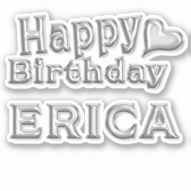 Pegatina Erica Happy Birthday silver Aufkleber Sticker (Anverso)