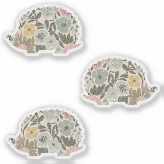 Pegatina Erizo Floral Boho (Anverso)
