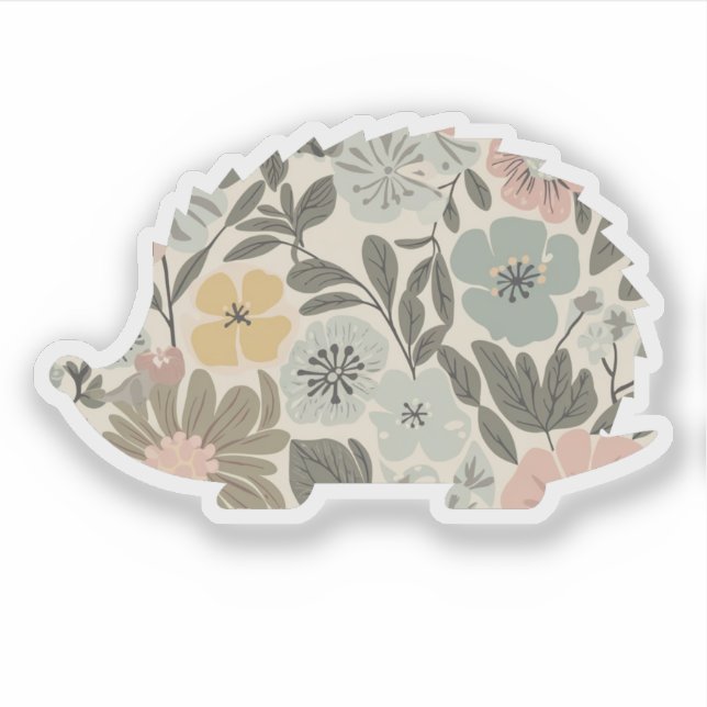 Pegatina Erizo Floral Boho (Anverso)