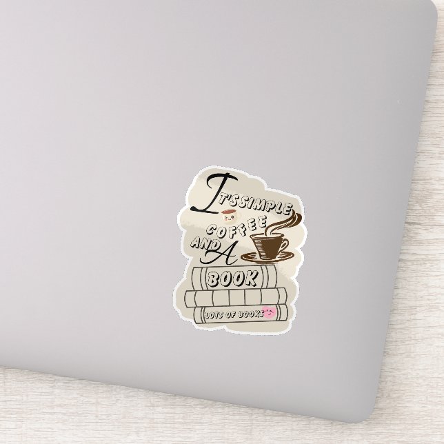 Pegatina Es café simple y un libro (Detalle)