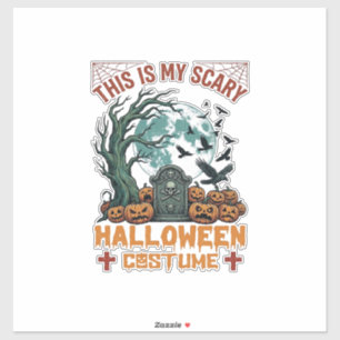 Pegatina Es Disfraz de Halloween Espantoso Lápidas Calabaza