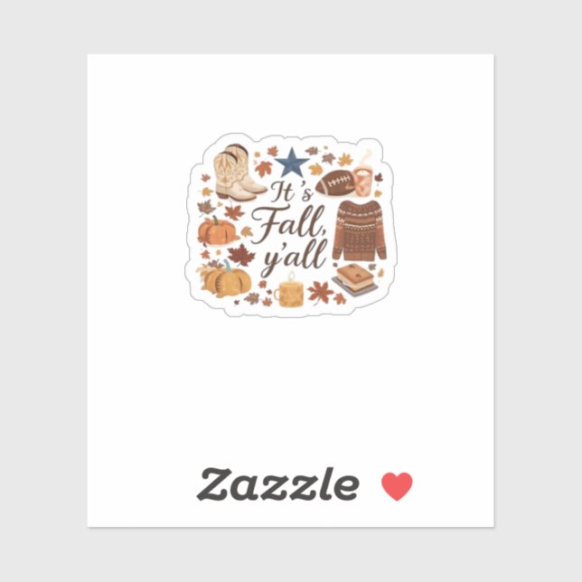 Pegatina Es el diseño básico de Fall Y'all (Hoja)