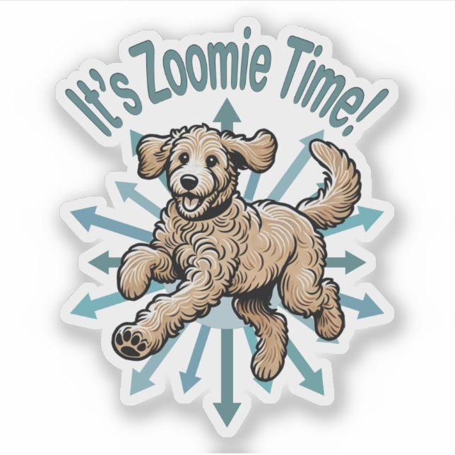 Pegatina Es el Doodle dorado de Zoomie Time (Anverso)