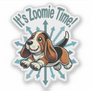 Pegatina Es el montón de tiempo basset de Zoomie