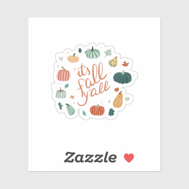 Pegatina Es el otoño. Caer Con Calabazas Y Hojas (Hoja)