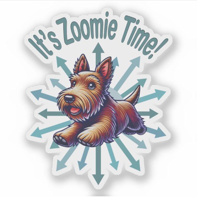 Pegatina Es hora de Zoomie, Brown Scotty (Anverso)