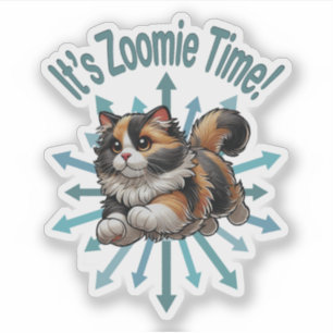Pegatina Es hora de Zoomie Calico Cat