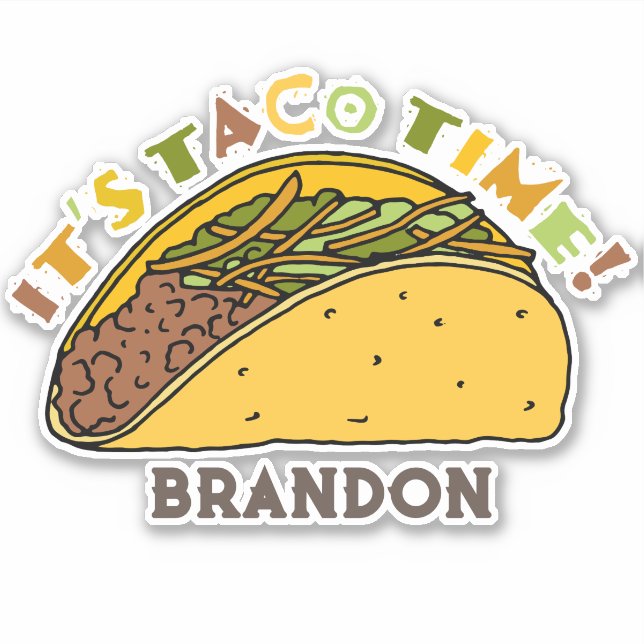 Pegatina Es la fiesta de cumpleaños de Taco Time (Anverso)