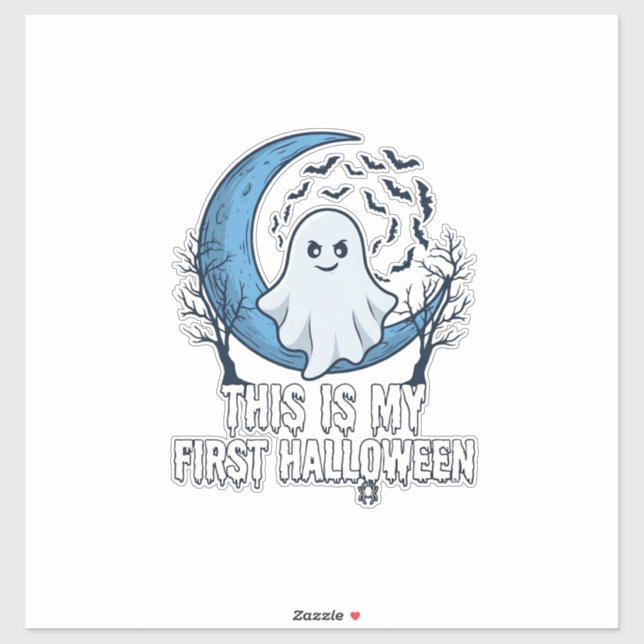 Pegatina Es Primer Fantasma de Halloween Luna Creciente Mur (Hoja)