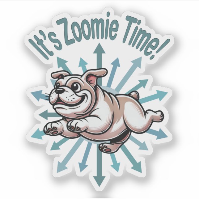 Pegatina Es tiempo de Zoomie Bulldog (Anverso)
