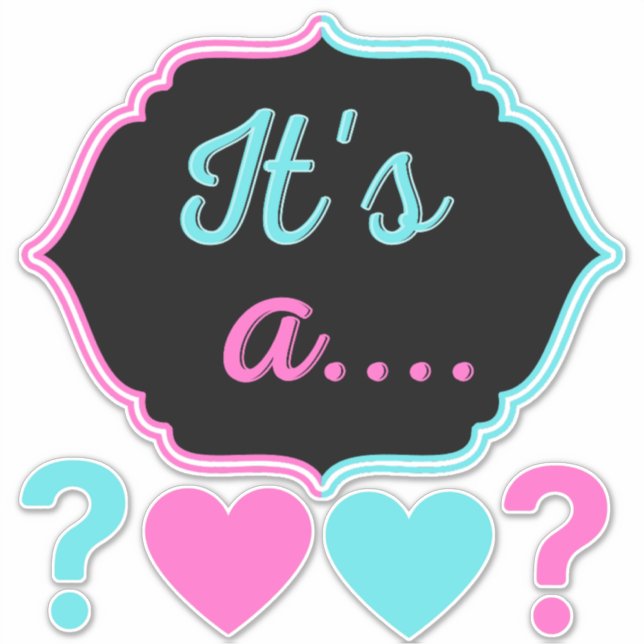Pegatina Es un Baby Shower Sti rosa y azul (Anverso)