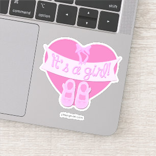 Pegatina Es un chica de corazón rosado que arroja zapatos 