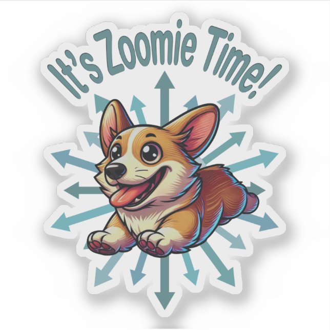 Pegatina Es Zoomie Time Corgi (Anverso)