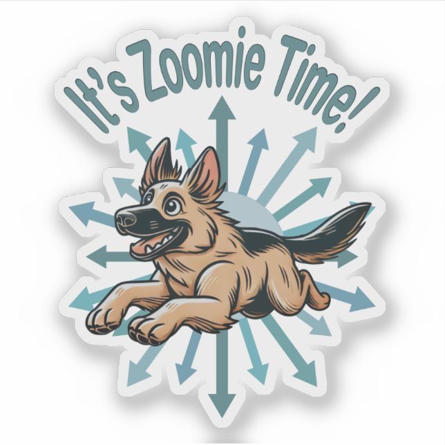 Pegatina Es Zoomie Time German Shepherd (Anverso)