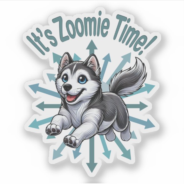 Pegatina Es Zoomie Time Husky (Anverso)