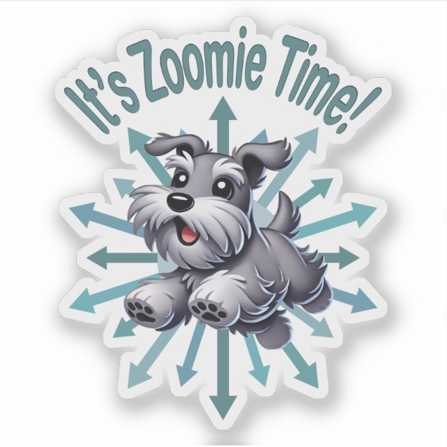 Pegatina Es Zoomie Time Miniature Schnauzer (Anverso)
