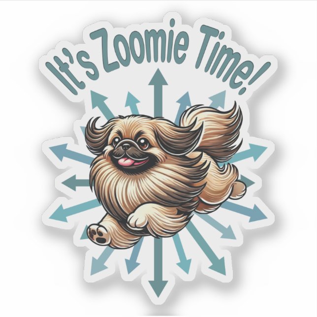 Pegatina Es Zoomie Time Pekingese (Anverso)