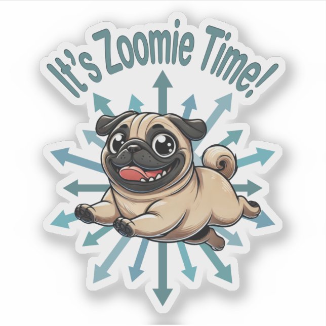 Pegatina Es Zoomie Time Pug (Anverso)