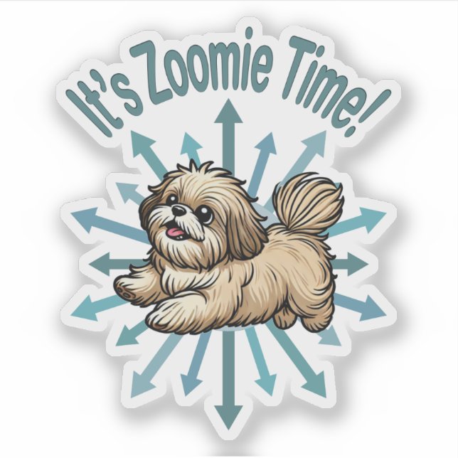 Pegatina Es Zoomie Time Shih Tzu (Anverso)