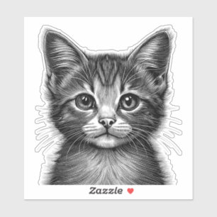 Pegatina Esbozo adorable de gato joven