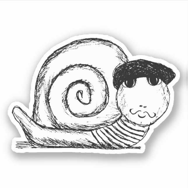 Pegatina Esbozo de escargot de caracol francés (Anverso)