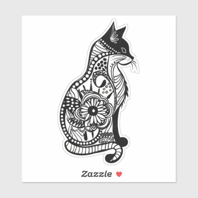 Pegatina Esbozo de gato curado II (Hoja)