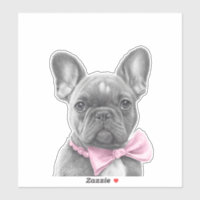 Esbozo de lápiz lindo bulldog francés con arco ros