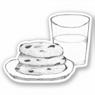 Pegatina Esbozo de leche y cookies