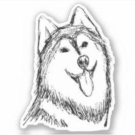 Pegatina Esbozo de perro Husky