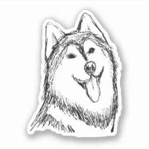 Pegatina Esbozo de perro Husky