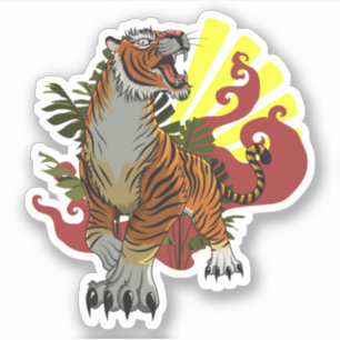 Pegatina Esbozo de tigres de color clásico