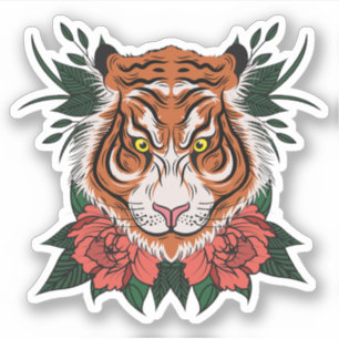 Pegatina Esbozo de tigres de color clásico