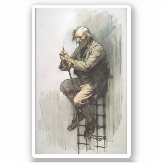Pegatina Esbozo del viejo hombre (Anverso)