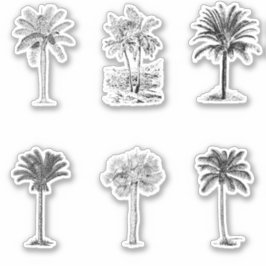 Pegatina Esbozos de árbol de palmas de época