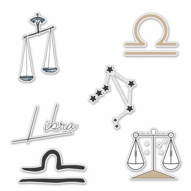 Pegatina Escala Libra de justicia astrología zodiac oro neg (Anverso)