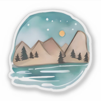 Pegatina Escape de la montaña bajo las estrellas