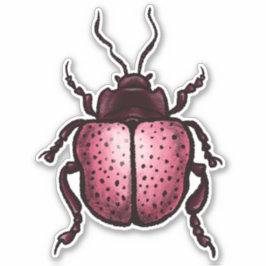 Pegatina Escarabajo Rosa Cute Bug Art - Amante de los insec