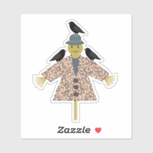 Pegatina Escarecrow y ravens de paja de Halloween