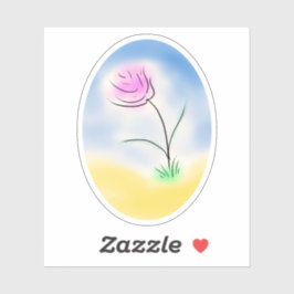 Pegatina Escena Cameo estilizada de una flor feliz