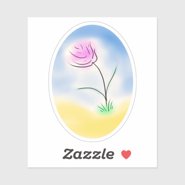 Pegatina Escena Cameo estilizada de una flor feliz (Hoja)