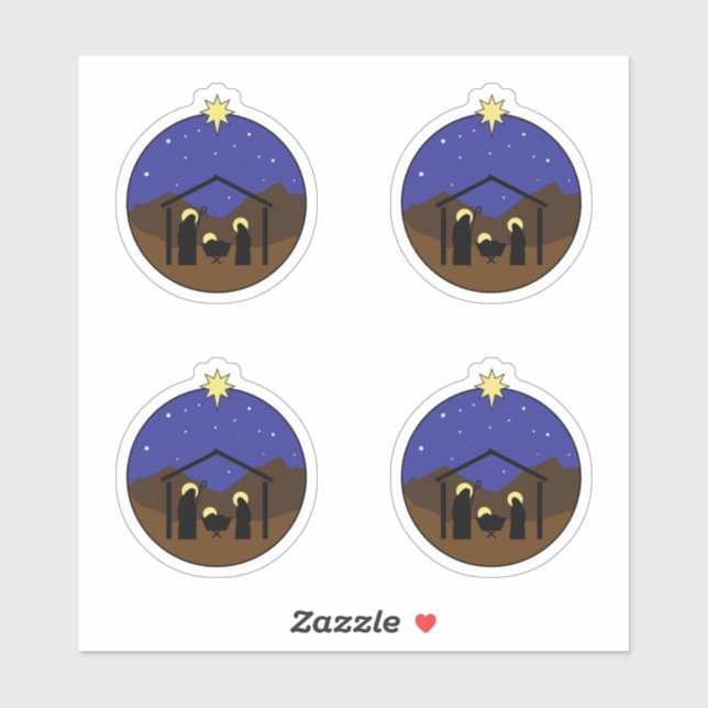 Pegatina Escena de la Natividad de los Navidades Manger (Hoja)