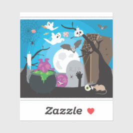 Pegatina Escena del Monstruo de Halloween