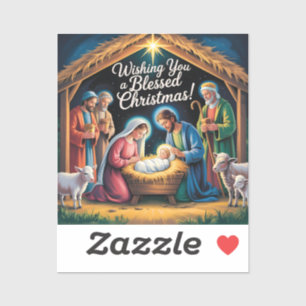 Pegatina Escena del Nacimiento Tarjeta de Navidad