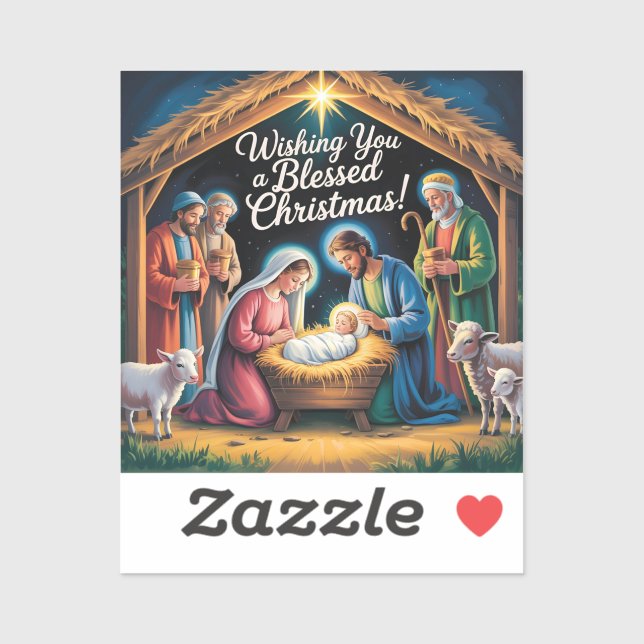 Pegatina Escena del Nacimiento Tarjeta de Navidad (Hoja)