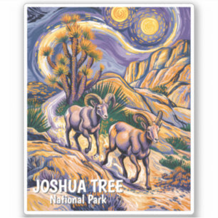 Pegatina Escenario de Joshua Tree vintage ovejas fauna pers