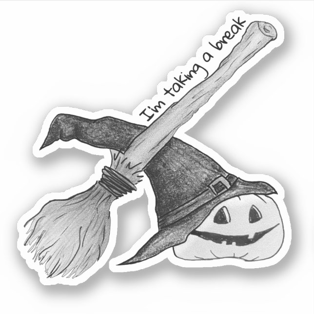Pegatina Escoba de Brujas Halloween (Anverso)