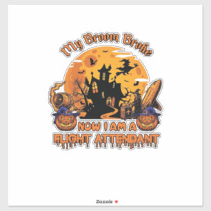 Pegatina Escoba Rota Ahora Soy Azafata Halloween_1