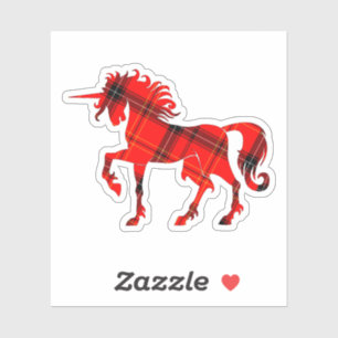 Pegatina Escocia Red Plaid Tartan Unicorn Silhouette Guay